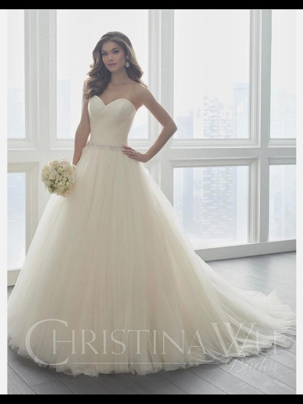 Christina Wu Strapless Ball Gown Wedding Dress in Mint size 8 nwt